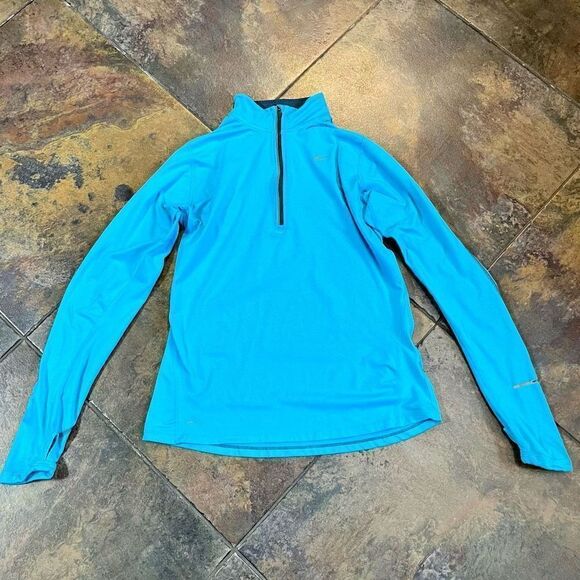 Nike Elements Turquoise Dri-Fit Running Long Sleeve Top Medium - Picture 8 of 14